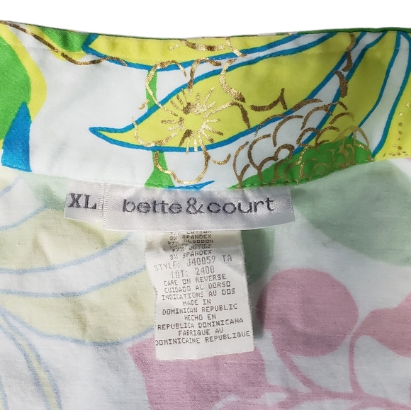 Bette Court Multicolor Floral Print Jacket Sz XL Mock Neck Long Sleeved Full Zip - Picture 6 of 8